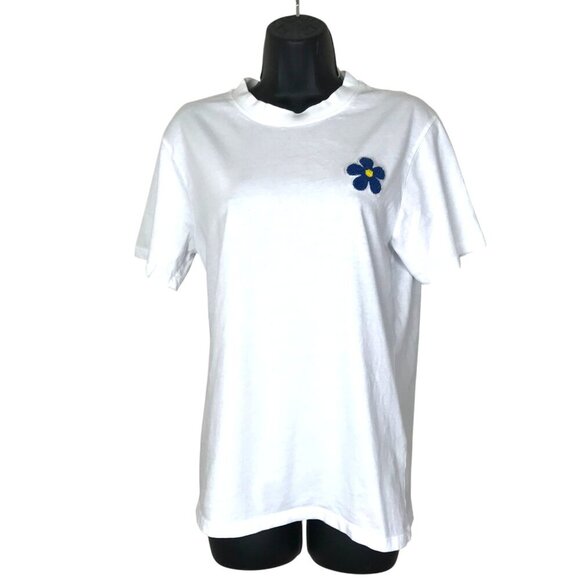 Sandro Paris White Cotton Daisy Patch t-shirt Size M - Picture 1 of 7